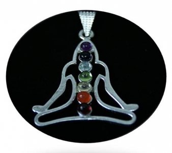 Meditatie Chakra hanger, 7 halfedelstenen, verzilverd